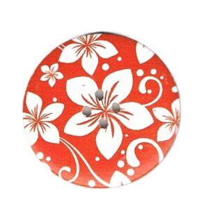 Bouton décoratif 50mm, orange avec fleur, 4-trous