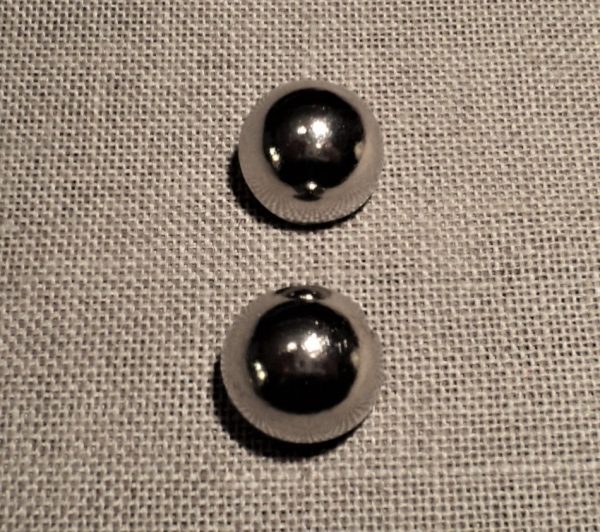 Bouton demi boule argenté 18mm, métal, tunique militaire