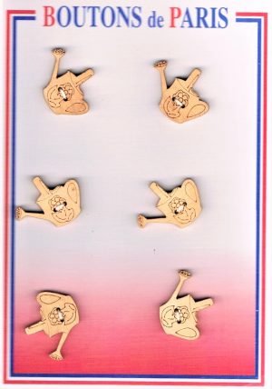 Bouton les arrosoirs (6pcs) 22mm en bois, bouton 2-trous, boutons décoratifs