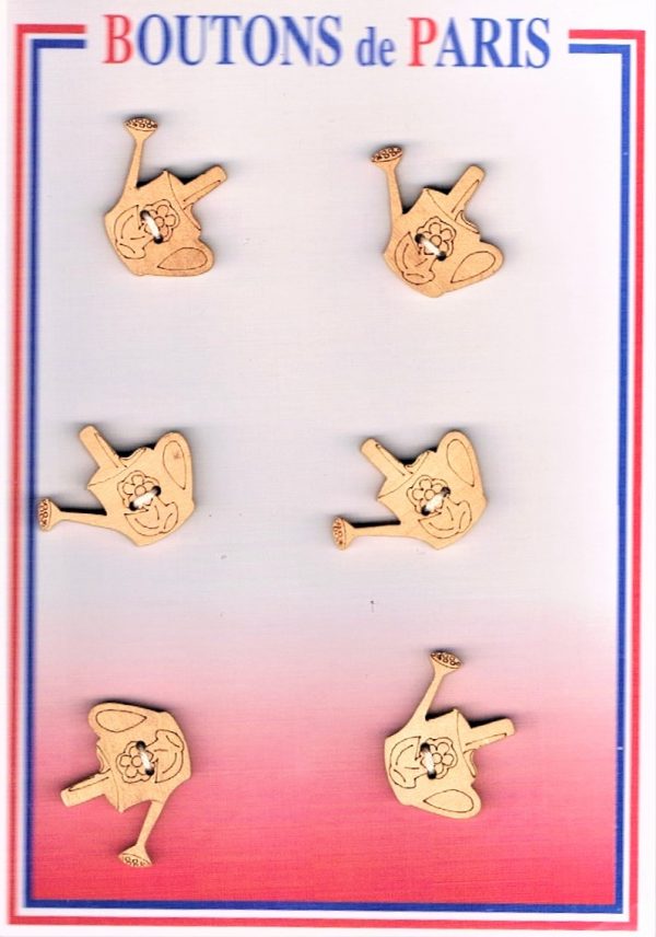Bouton les arrosoirs (6pcs) 22mm en bois, bouton 2-trous, boutons décoratifs