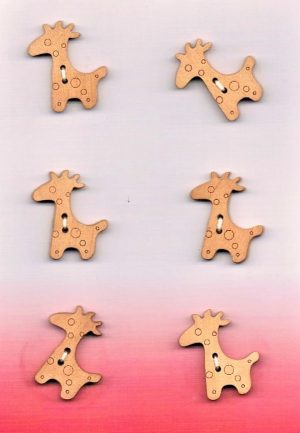 Bouton les girafes (6pcs) 22mm en bois, bouton 2-trous, boutons décoratifs