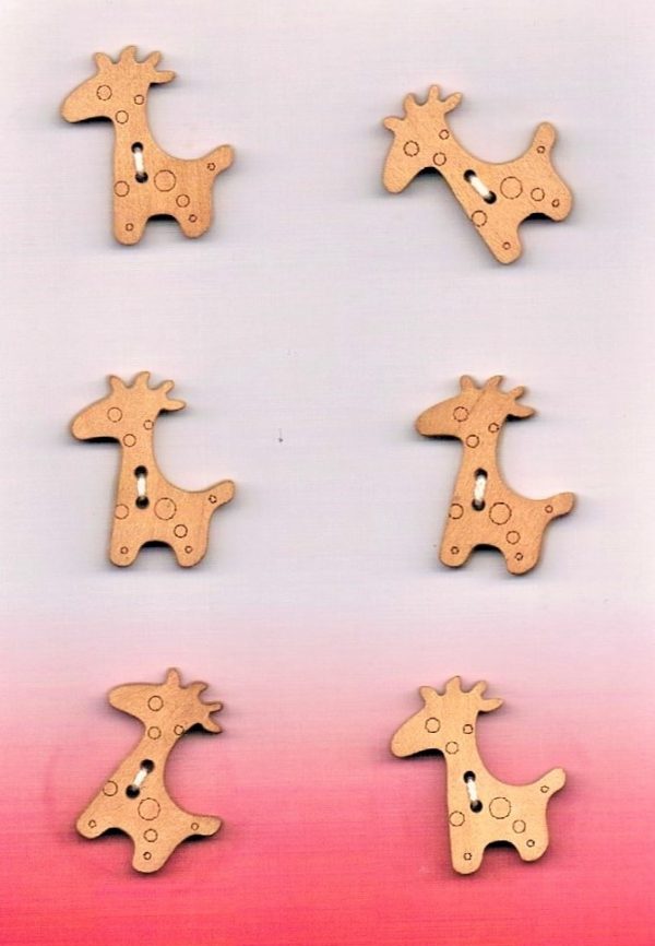 Bouton les girafes (6pcs) 22mm en bois, bouton 2-trous, boutons décoratifs