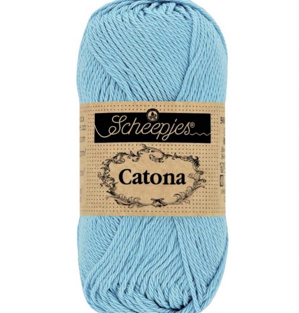 Catona Bleu Clair fil coton à tricoter, crocheter 50g pour les amigurumis, vestes, pulls, foulard Scheepjes 510 Sky Blue