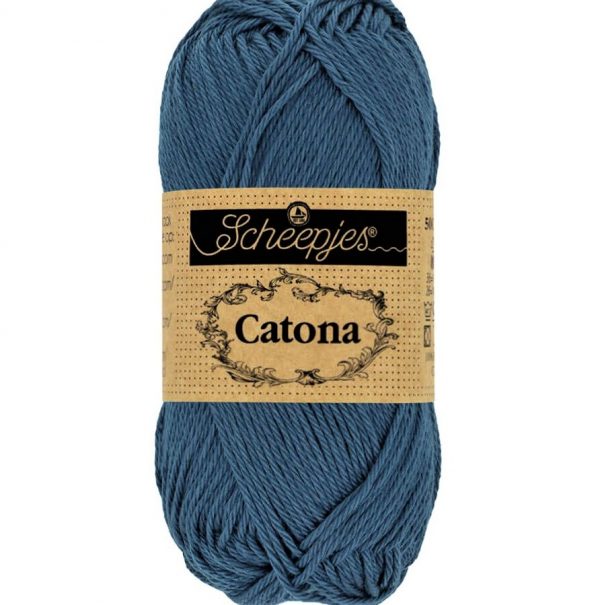 Catona Marine fil coton à tricoter, crocheter 50g pour les amigurumis, vestes, pulls, foulard Scheepjes 164 Light Navy