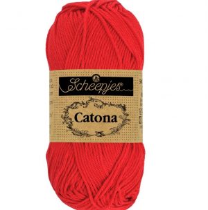 Catona Rouge fil coton à tricoter, crocheter 50g pour les amigurumis, vestes, pulls, foulard Scheepjes 115 Hot Red