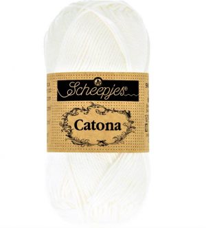 Catona blanc fil coton à tricoter, crocheter 50g pour les amigurumis, vestes, pulls, foulard Scheepjes 106 Snow White