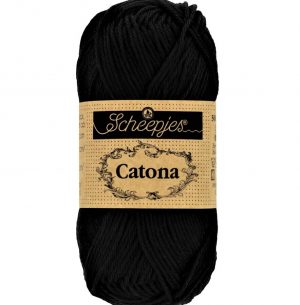 Catona Noir fil coton à tricoter, crocheter 50g pour les amigurumis, vestes, pulls, foulard Scheepjes 110 Jet Black