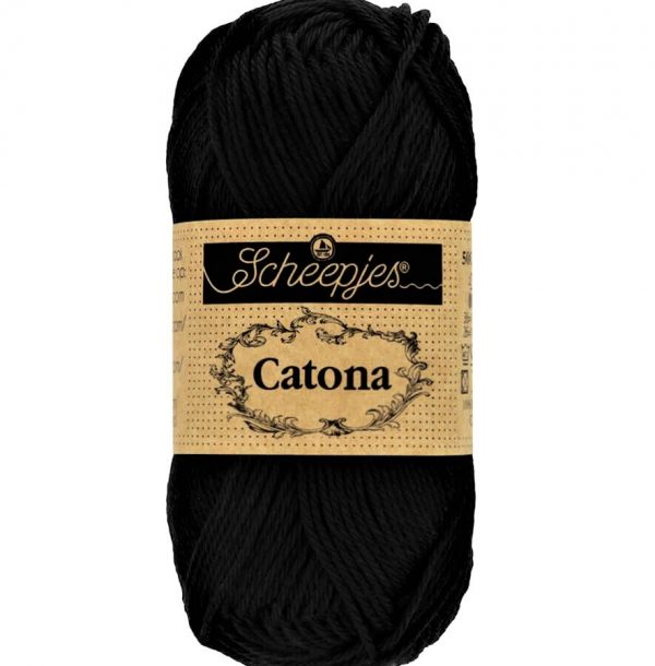 Catona Noir fil coton à tricoter, crocheter 50g pour les amigurumis, vestes, pulls, foulard Scheepjes 110 Jet Black