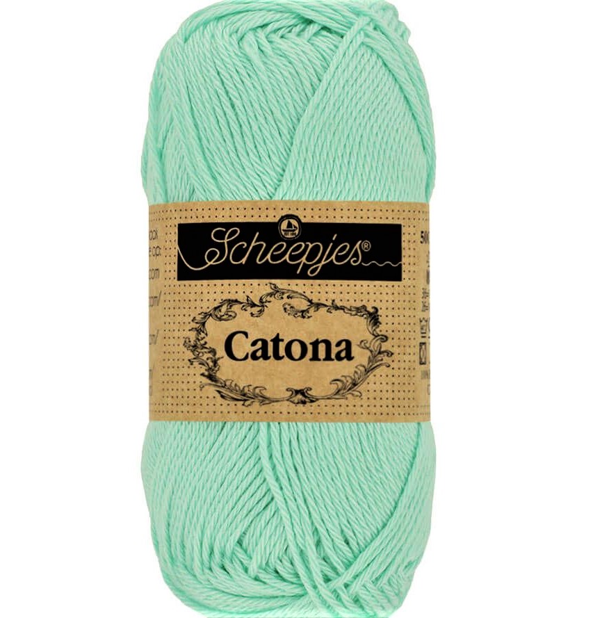 Catona Vert menthe fil coton à tricoter, crocheter 50g pour les amigurumis,  vestes, pulls, foulard Scheepjes