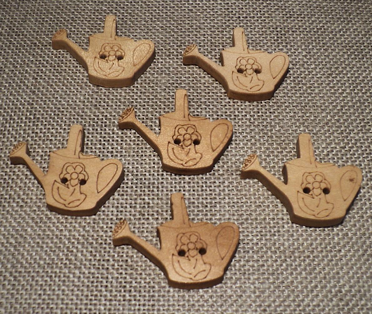 Lot de 6 Boutons bois 21mm les arrosoirs avec 2-trous