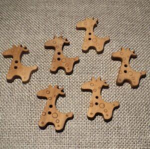 Lot de 6 Boutons bois 22mm les girafes avec 2-trous boutons décoratifs