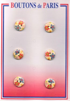 Bouton les fleurs (6pcs) 15mm bouton 2-trous, boutons décoratifs