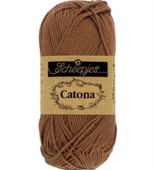Catona Marron fil coton à tricoter, crocheter 50g pour les amigurumis, vestes, pulls, foulard Scheepjes 157 root beer