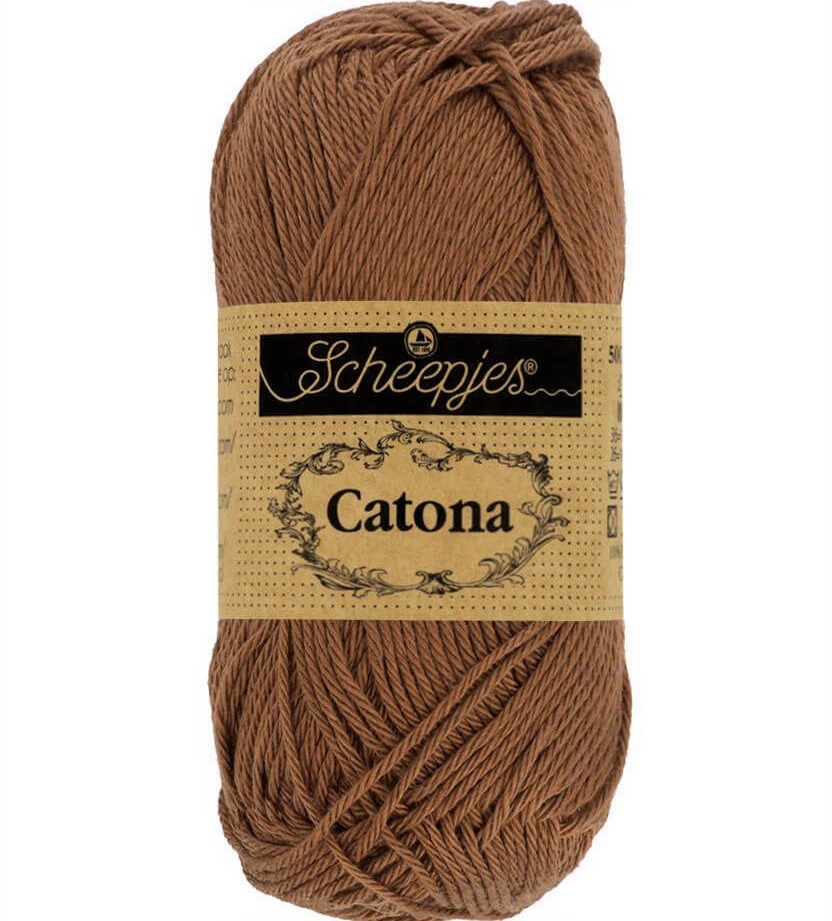 Catona Marron fil coton à tricoter, crocheter 50g pour les amigurumis,  vestes, pulls, foulard Scheepjes 157 root beer