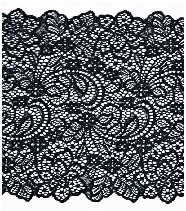 Dentelle ELASTIQUE noir 200mm, dentelle lycra noir, dentelle extensible au mètre, couture, lingerie, floral, mariage