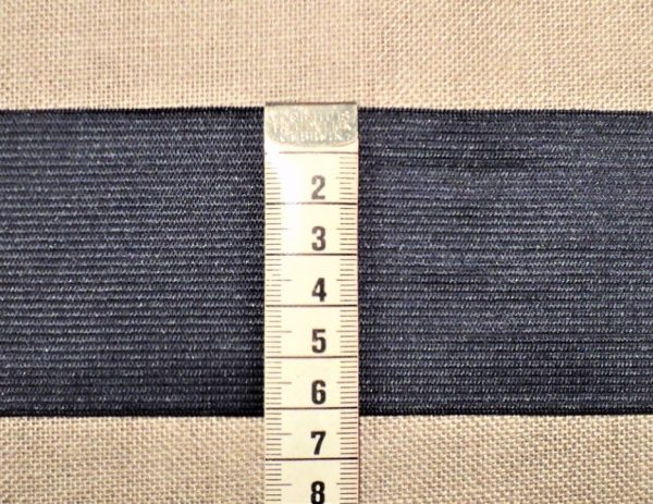 Elastique souple 60mm Marine pour les ceintures, jupes et pantalons, vendu par 10cm