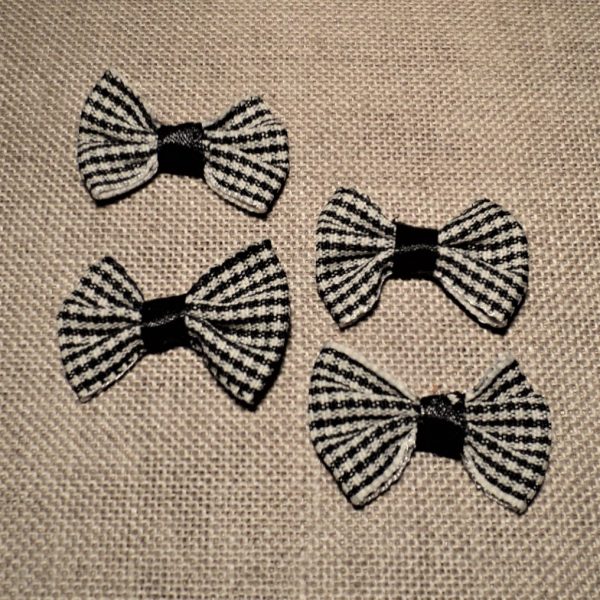 Petit nœud noir (4pcs) de décoration en ruban Vichy