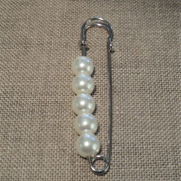 Epingle Kilt avec perles, métal argenté 65mm, fermoir gilet, veste, attache gilet, veste sans coudre