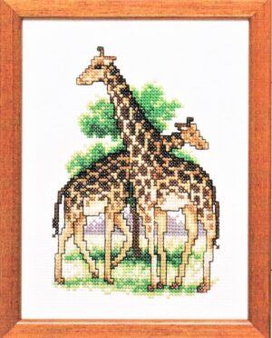 Kit au point de croix 13x17cm "Les girafes", Aida, au point compté