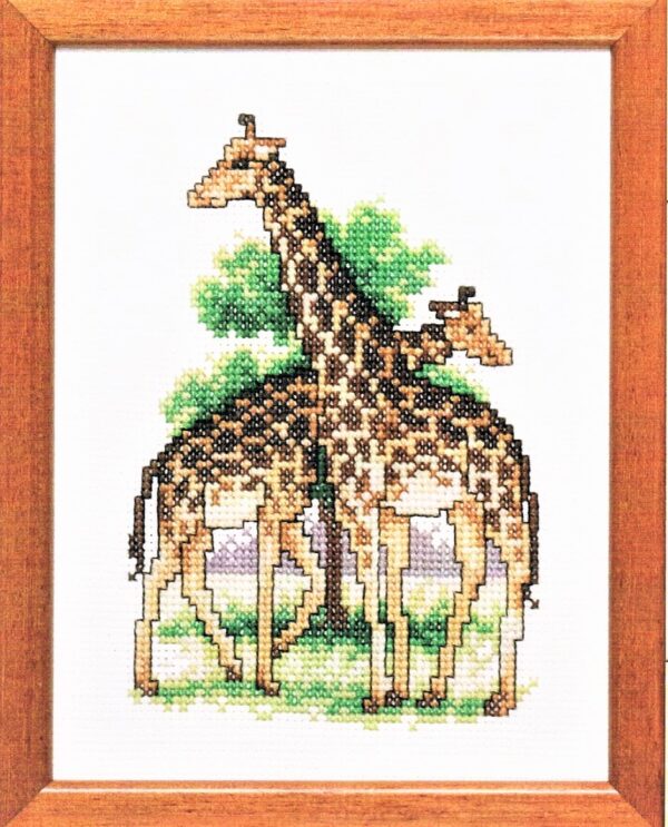 Kit au point de croix 13x17cm "Les girafes", Aida, au point compté