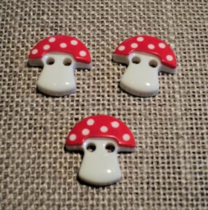 Bouton 2-trous champignon 12mm rouge,blanc, Petit bouton enfant