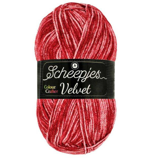 Colour Crafter Velvet 100g Rouge dégradé, fil à tricoter, Scheepjes pour vestes, pulls, bonnet, écharpes etc