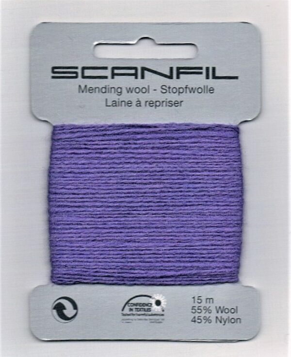 Laine à repriser mauve, 15m, laine et nylon