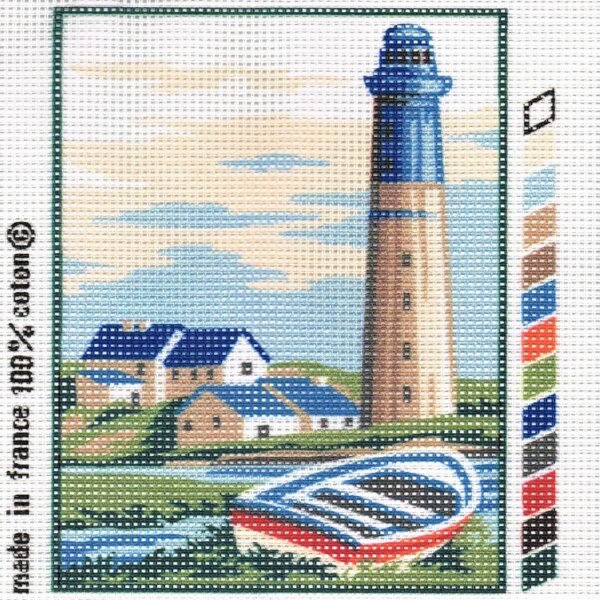 Kit Canevas Le phare avec chaloupe 20x25cm demi point croix