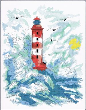 Le Phare rouge 20x25cm Aida 7 Kit au point de croix Marie Coeur 5022