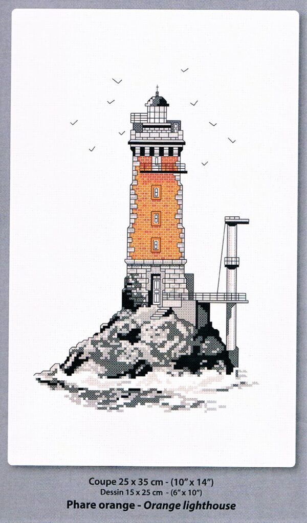 Phare orange 15x25cm Aida 7 Kit au point de croix Marie Coeur 5036