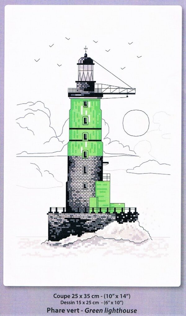 Phare vert 15x25cm Aida 7 Kit au point de croix Marie Coeur 5037