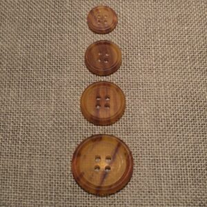 Bouton brique marron 12/15/17/23mm, 4-trous motif tortue