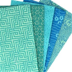 5 pièces Patchwork tissu turquoise émeraude, 50x57cm, 100% coton mixtes coupon pour Loisir Créatifs