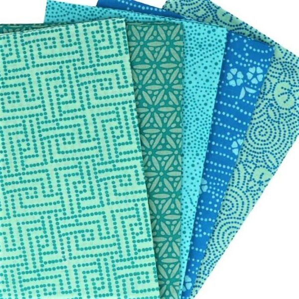 5 pièces Patchwork tissu turquoise émeraude, 50x57cm, 100% coton mixtes coupon pour Loisir Créatifs