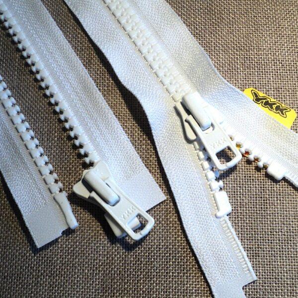 Fermeture Bleu de travail 135 cm 140 cm YKK séparable Blanc, spéciale combinaison