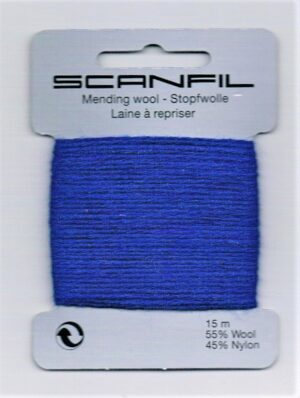 Laine à repriser bleu cobalt, 15m, laine et nylon