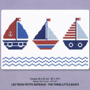 Les trois petits bateaux 10x15cm Aida 7 Kit au point de croix pour débutant point compté Princesse 7837