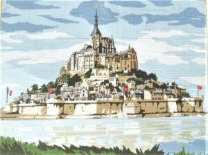 Kit canevas 30x45cm, Le Mont Saint Michel, demi point croix