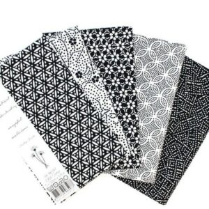 5 pièces Patchwork tissu noir fleurs, 50x57cm, 100% coton mixtes coupon pour Loisir Créatifs