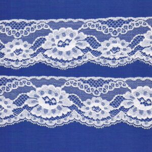 Dentelle blanc 60mm nylon au mètre souple et doux pour couture, lingerie, floral, mariage