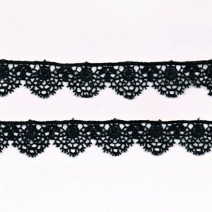 Dentelle NOIR crochet 22mm, 100% coton, ruban galon dentelle pour la couture, home-déco, poupée