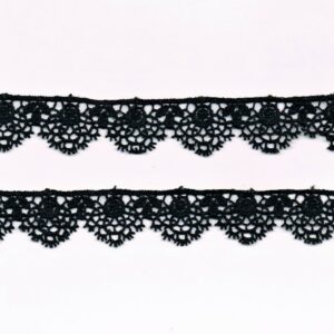 Dentelle NOIR crochet 22mm, 100% coton, ruban galon dentelle pour la couture, home-déco, poupée