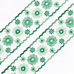 Galon broderie Anglaise 50mm blanc vert multi couleur 100% coton vendu par 8.5 mètres entre-deux
