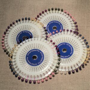 Lot de 4 Rosaces 40 épingles couture à tête de perle, 36mm longueur x 0.64mm épaisseur