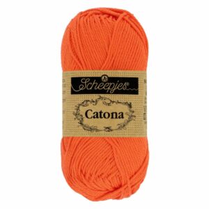 Catona Orange fil coton à tricoter, crocheter 50g pour les amigurumis, vestes, pulls, foulard Scheepjes 189 Royal orange