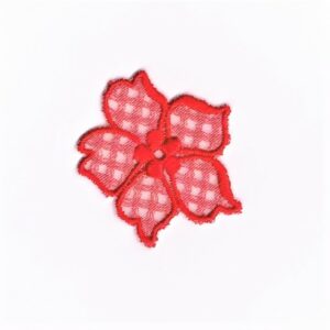 écusson Dentelle brodé fleur rouge à coudre 5.2 x 4.0 cm
