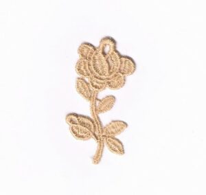 écusson Dentelle brodé fleur petit rose beige à coudre, 2.2 x 4.6cm