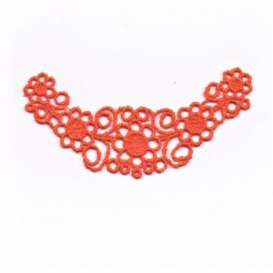 écusson Dentelle brodé orange fleurs à coudre 6.0 x 2.8 cm, fine écusson pour la couture, chemises robes