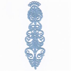 écusson Dentelle fleur épaulette bleu jeans à coudre grand format 16.0 x 4.5 cm