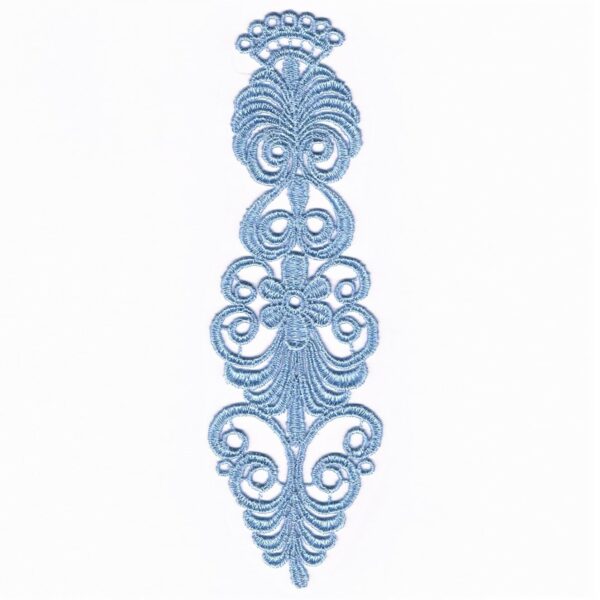 écusson Dentelle fleur épaulette bleu jeans à coudre grand format 16.0 x 4.5 cm